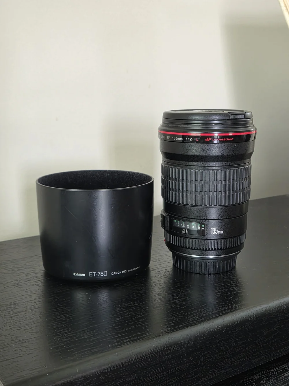 Canon 135mm f/2L USM Telephoto Lens in Black with Red Ring